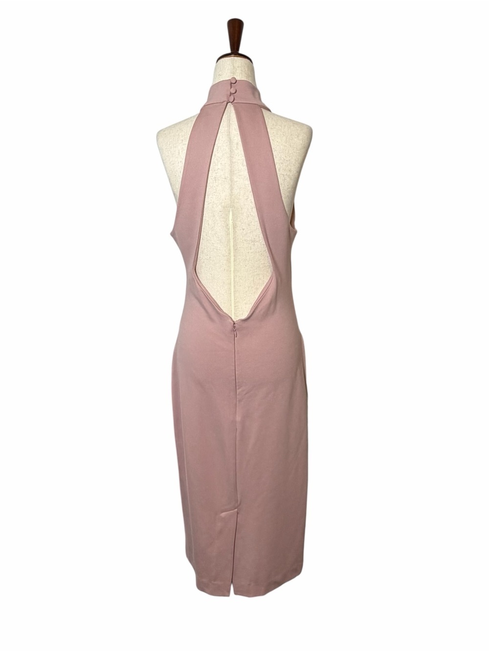 NBD Adelle Midi Dress Blush Large Open Back Halter Cocktail Wedding Guest - Picture 5 of 12